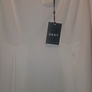 DKNY White fit and flare dress
